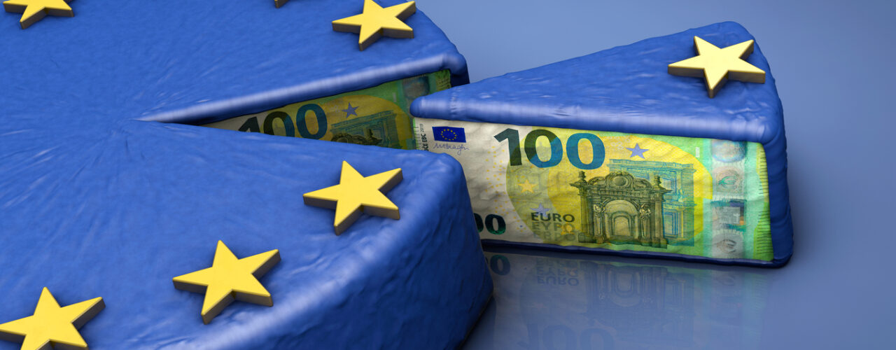 EU money cake - symbolic image on the subject of subsidies, self-service, money distribution, wasting money, etc.