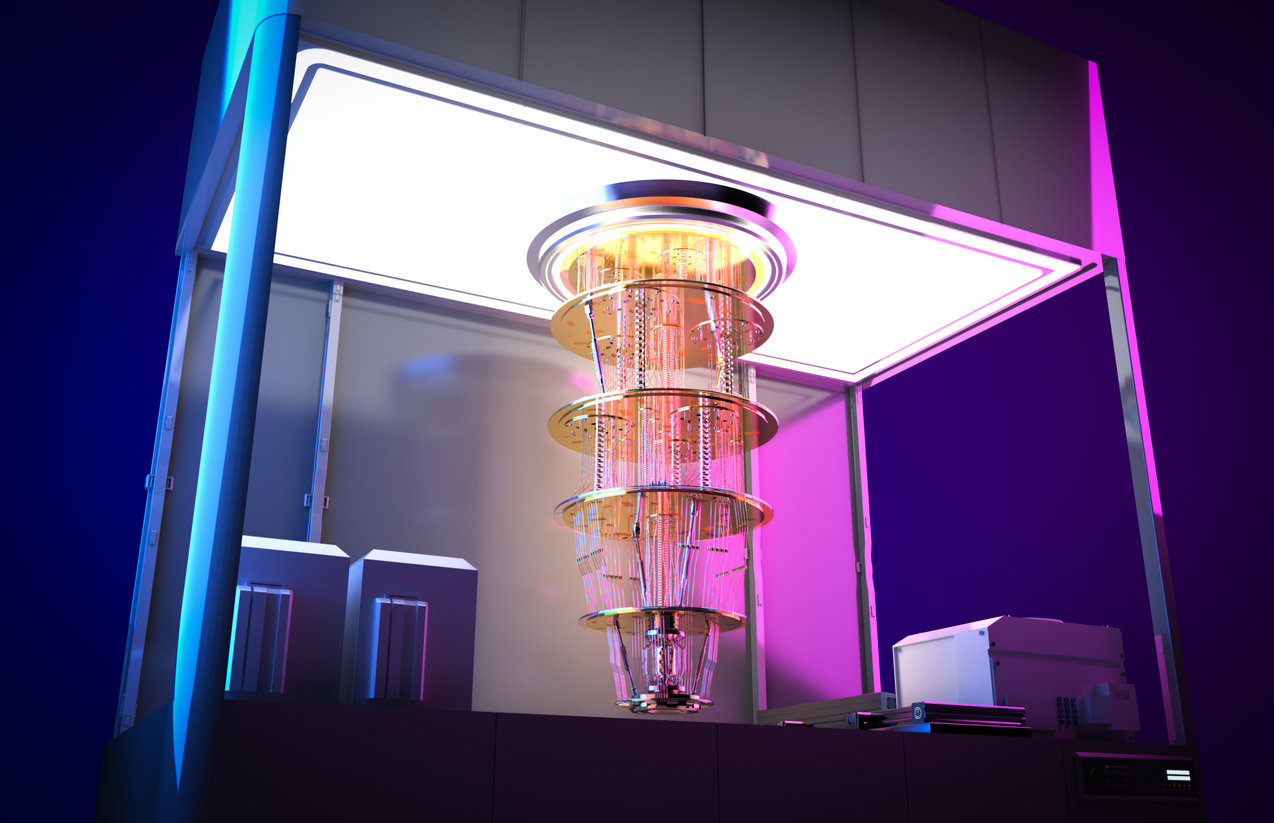 3D-visualisatie van een quantumcomputer.