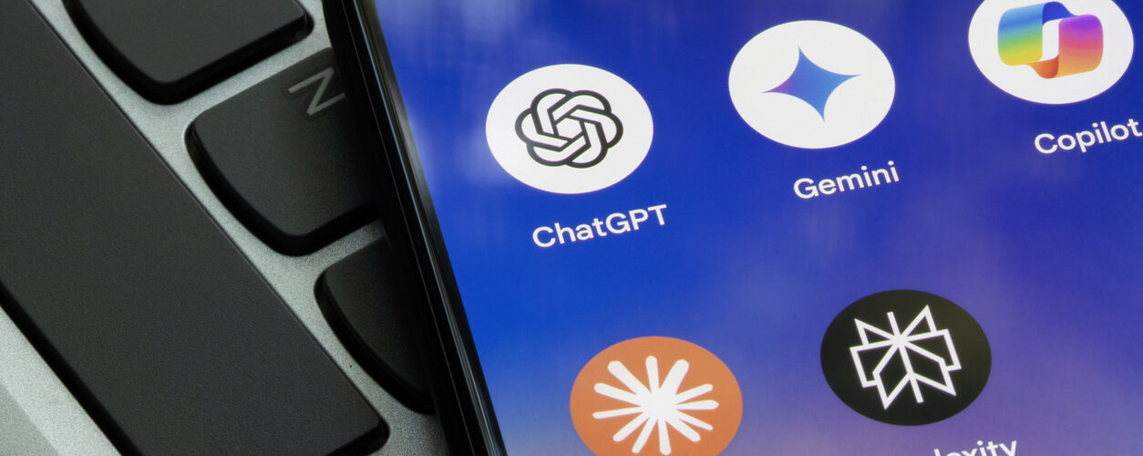 Portland, OR, USA - Sep 1, 2024: ChatGPT, Gemini, Microsoft Copilot, Claude, and Perplexity app icons are seen on a Google Pixel smartphone. AI competition concepts.