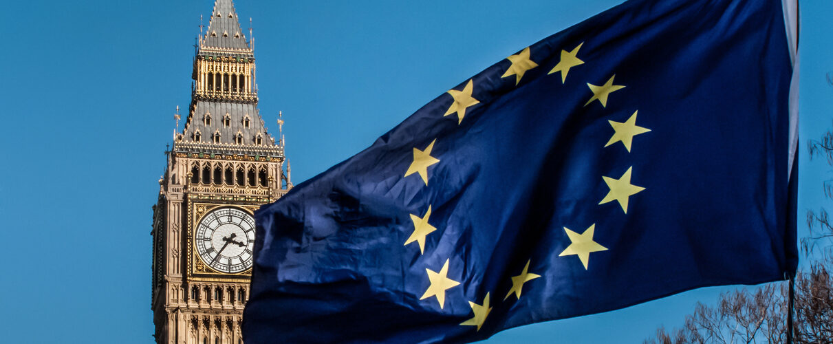 European Union flag in front of the Big Ben, Brexit EU