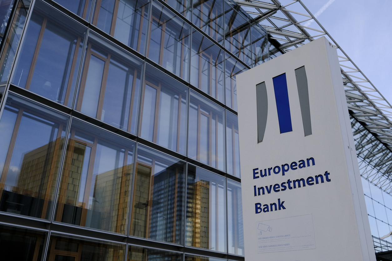 Exterior view of headquarters of of the European Investment Bank (EIB) in Luxembourg on April 7, 2022.