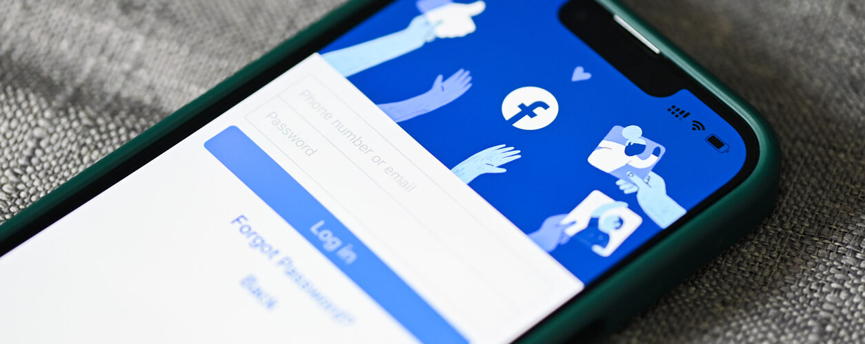 Facebook application icon on Apple iPhone 13 Pro, smartphone with login home page facebook logo icon on the screen popular social media network from Meta : Bangkok, Thailand - June 3 2022