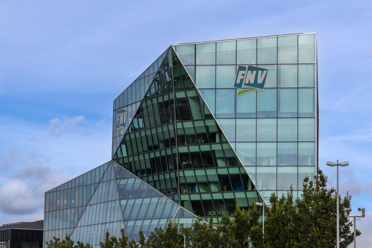 Utrecht in the Netherlands. 8 October 2024. FNV Building: Federation of Dutch Trade Unions Headquarters in Utrecht. The largest trade union in the Netherlands