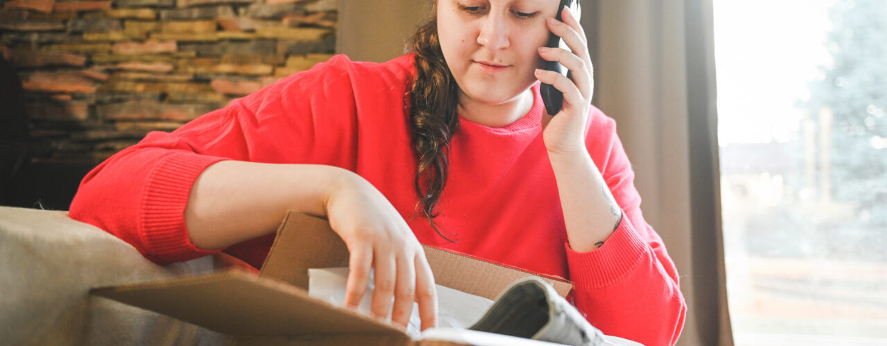 young woman shopping online