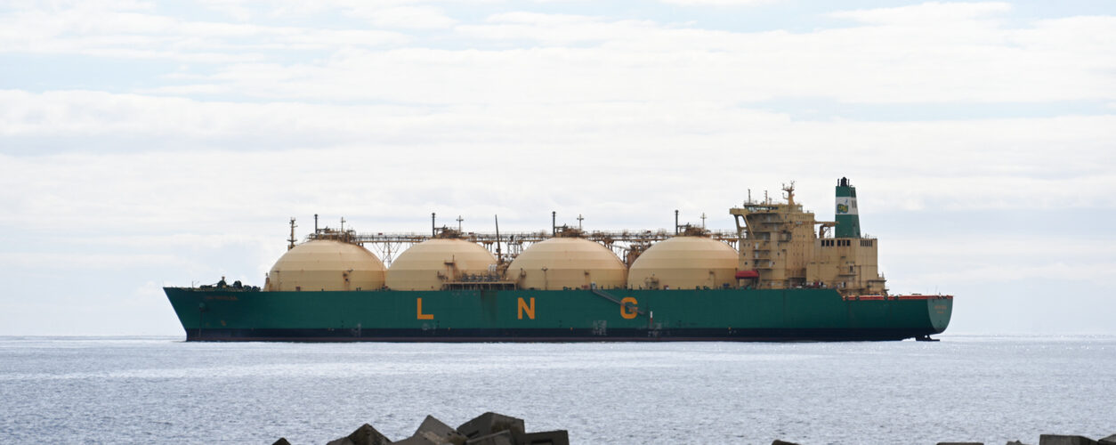 Santa Cruz de Tenerife, Canary Islands, Spain, Feb. 8, 2023 - An LNG tanker used to transport liquefied natural gas in the port of Santa Cruz de Tenerife.