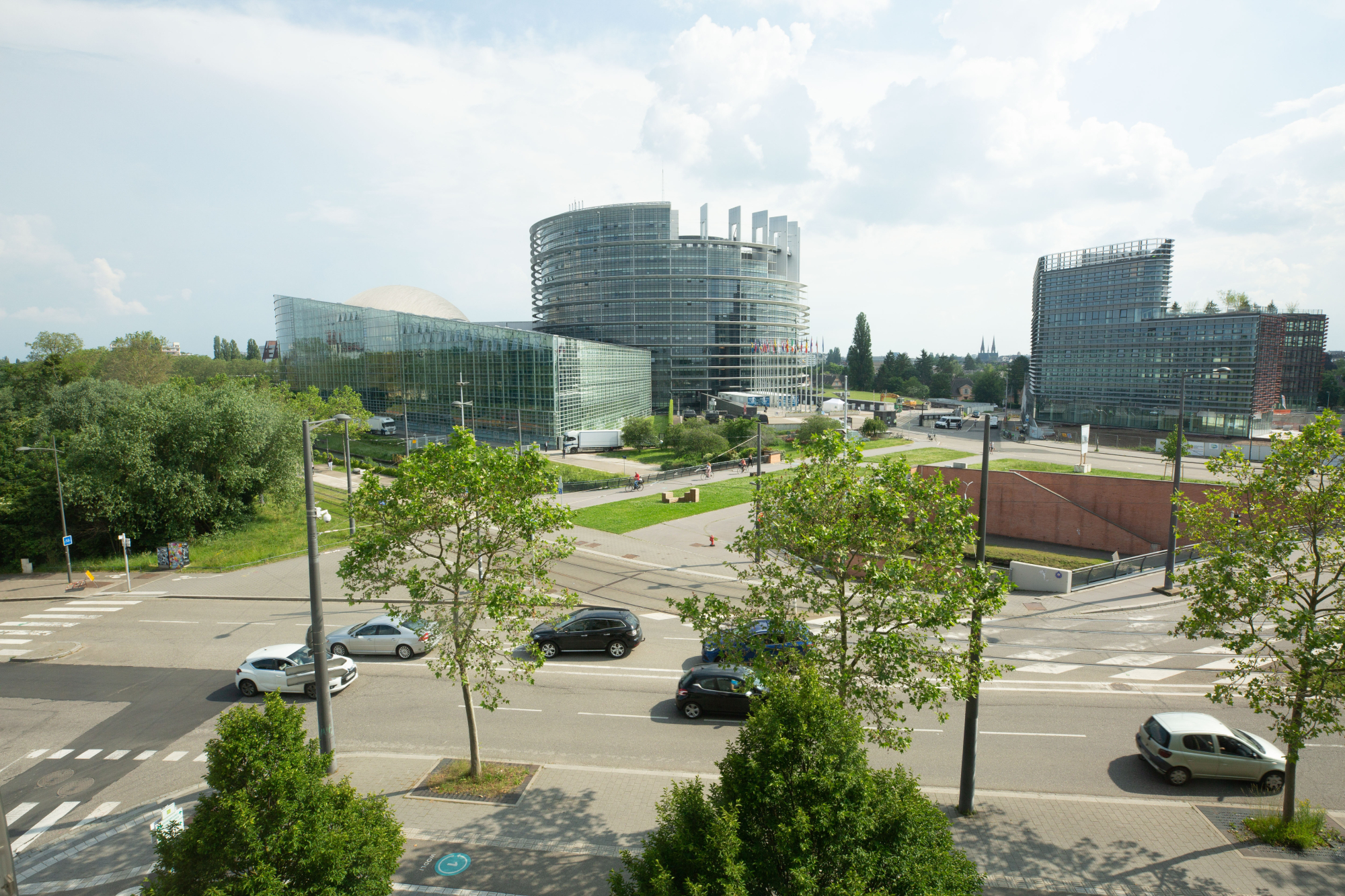 Inside and outside view of the Weiss building in Strasbourg